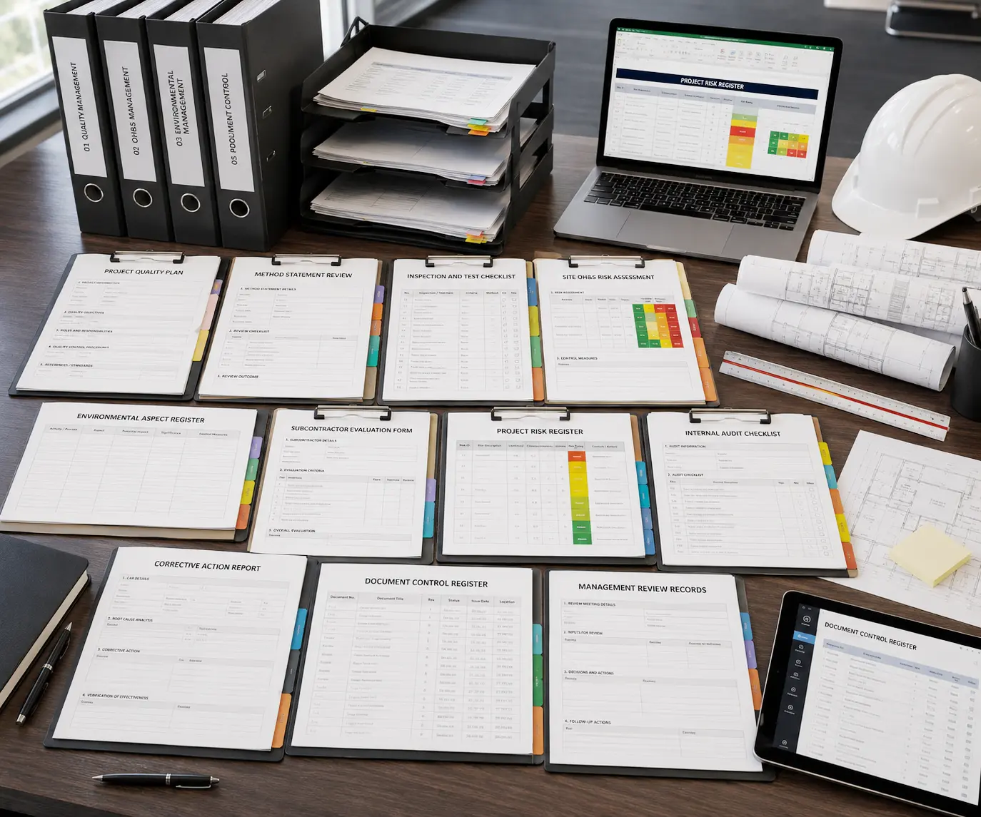 Editable construction ISO documents templates project quality plans inspection checklists risk registers audit reports and management review records