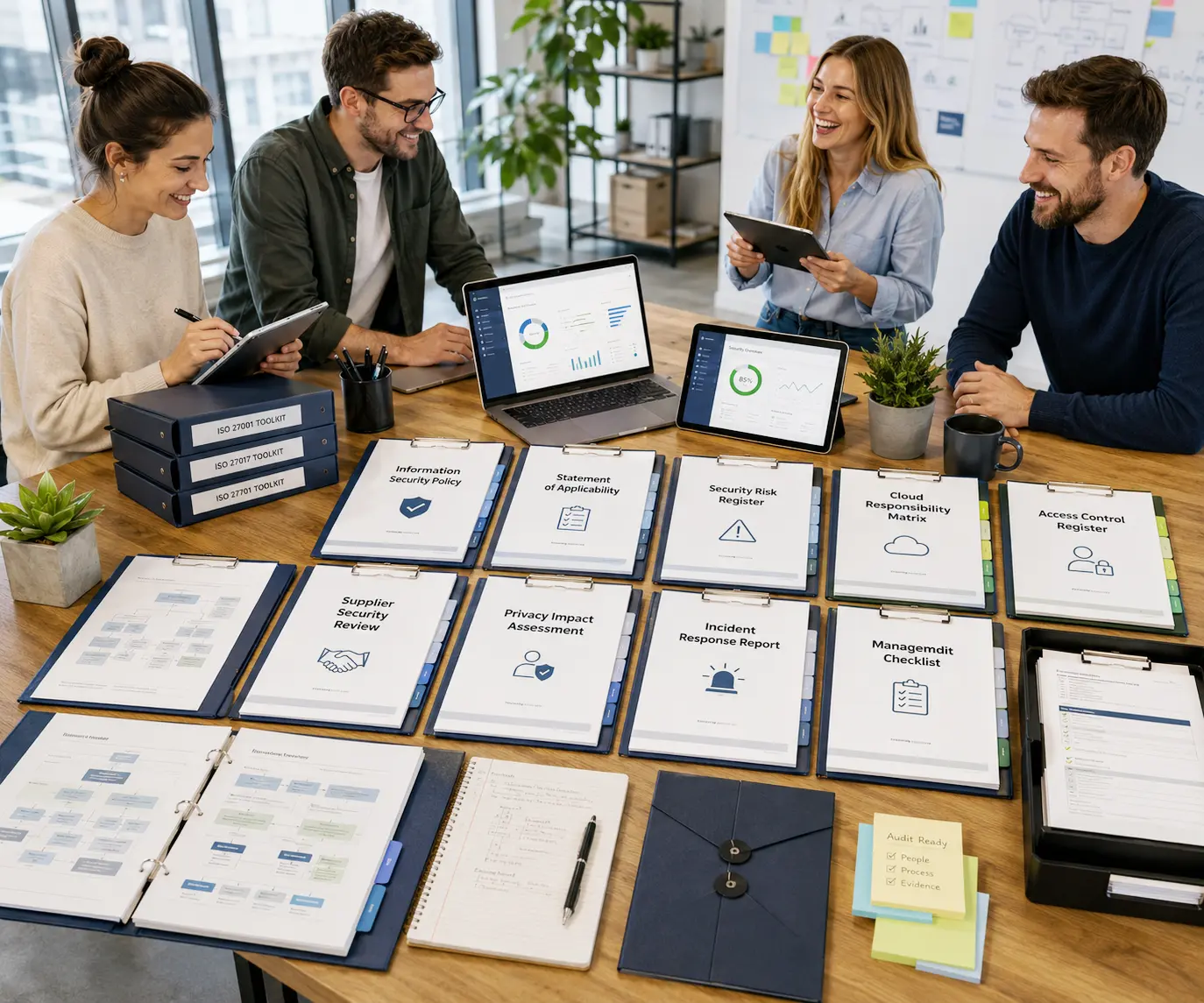 Editable software SaaS ISO documents templates information security policy statement of applicability risk register cloud responsibility matrix access control register privacy impact assessment and audit checklist
