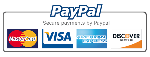 Secure payment via PayPal, MasterCard, Visa, Discover, and American Express